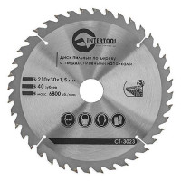 Диск пильный по дереву Intertool CT-3023 с твердосплавными напайками 210х30мм 40 зубьев 6800об/мин