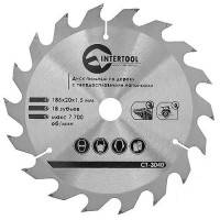 Диск пильный по дереву Intertool CT-3040 с твердосплавными напайками 185х20х1.5мм 18 зубьев