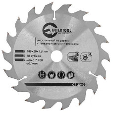 Купить Диск пильный по дереву Intertool CT-3040 с твердосплавными напайками 185х20х1.5мм 18 зубьев Инструмент и оборудование