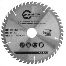 Купить Диск пильный по дереву Intertool CT-3042 с твердосплавными напайками 190х30мм 50 зубьев 7500об/мин Инструмент и оборудование