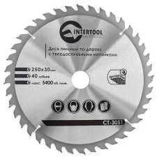 Купить Диск пильный по дереву Intertool CT-3051 с твердосплавными напайками 250х30мм 40 зубьев 5400об/мин Инструмент и оборудование
