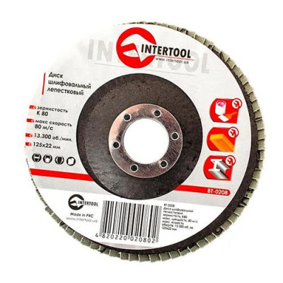 Диск шлифовальный лепестковый Intertool BT-0208 125х22мм зерно K80 Купить Диск шлифовальный лепестковый Intertool BT-0208 125х22мм зерно K80 Инструмент и оборудование