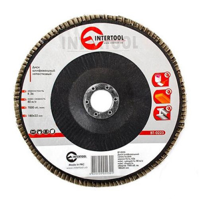 Диск шлифовальный лепестковый Intertool BT-0223 180х22мм зерно K36 Купить Диск шлифовальный лепестковый Intertool BT-0223 180х22мм зерно K36 Инструмент и оборудование