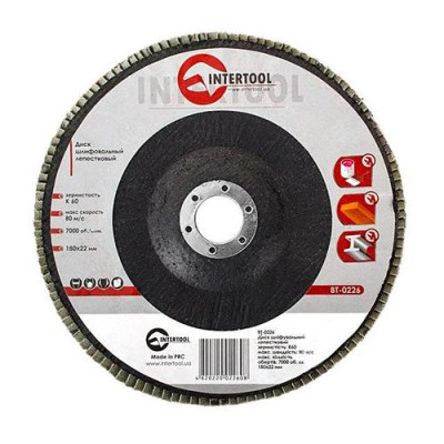 Купить Диск шлифовальный лепестковый Intertool BT-0226 180х22мм зерно K60 Инструмент и оборудование