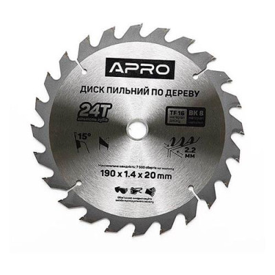 Купить Диск пильный по дереву Apro 830169 190х20х24T Инструмент и оборудование