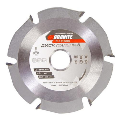Купить Диск пильный для дерева с твердосплавными напайками Granite 5-12-506 125x22.2x6Т 12200об/мин Инструмент и оборудование