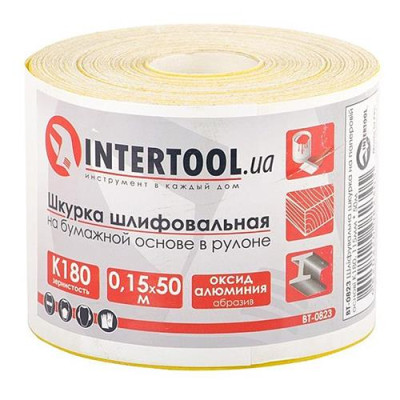 Купить Шлифовальная шкурка Intertool BT-0823 на бумажной основе К180 115мм 50м Инструмент и оборудование