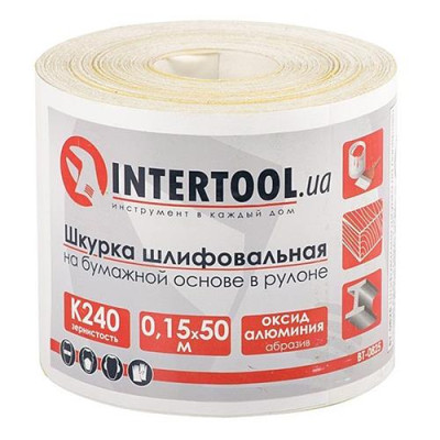 Купить Шлифовальная шкурка Intertool BT-0825 на бумажной основе К240 115мм 50м Инструмент и оборудование