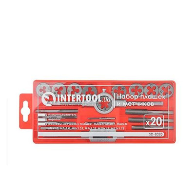 Купить Набор плашек и метчиков Intertool M3-M12 SD-8020 20шт Инструмент и оборудование
