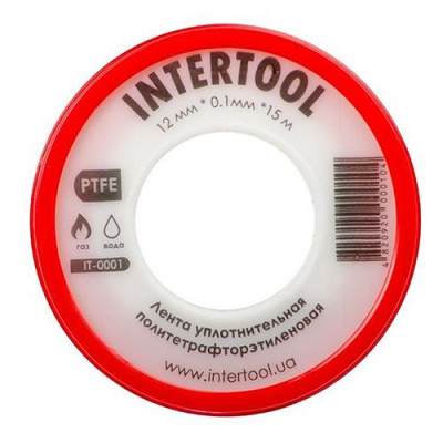 Купить Лента тефлоновая Intertool IT-0001 фум политетрафторэтиленовая 0.1x12мм 15м Инструмент и оборудование