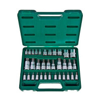 Набор торцевых головок Hans 9634T внутренние и наружные ТORX 1/2" 3/8" 1/4" 34 предмета