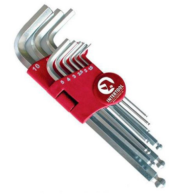 Набор Г-образных шестигранных ключей Intertool HT-0603 с шарообр-ым након-ом 1.5-10мм Cr-V 55HRC 9шт Купить Набор Г-образных шестигранных ключей Intertool HT-0603 с шарообр-ым након-ом 1.5-10мм Cr-V 55HRC 9шт Инструмент и оборудование