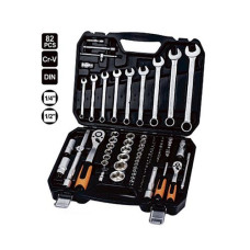 Купить Набор насадок торцевых и ключей Mastertool 78-5182 1/4" 1/2" с трещеткой 72 зуба в кейсе 82шт Инструмент и оборудование