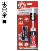 Отвертка реверсионная Intertool VT-1002 с комплектом насадок 11шт