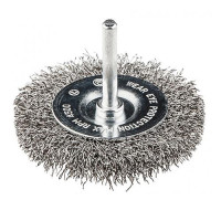 Щетка дисковая из рифленой проволоки Mastertool 19-9807 D75мм со стержнем 1/4"