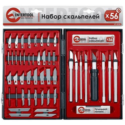 Купить Набор скальпелей Intertool HT-0530 56шт в пластиковом футляре Инструмент и оборудование