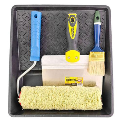 Купить Набор малярный №3 Master-Tool 92-8103 валик 2шт плюс ручка и кисть с ванночкой Инструмент и оборудование