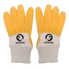 Купить Перчатки Intertool SP-0110W х/б трикотаж покрытые нитрилом на ладони 10" 120пар желтые Инструмент и оборудование