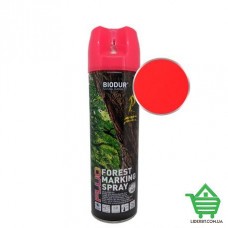 Аэрозольная эмаль Biodur, Forest Marking Spray, флуоресцентная, для маркировки леса, красная, 500 мл
