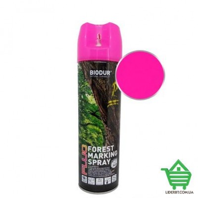 Купить Аэрозольная эмаль Biodur, Forest Marking Spray, флуоресцентная, для маркировки леса, розовая, 500 мл Отделочные материалы