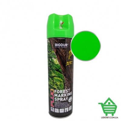 Купить Аэрозольная эмаль Biodur, Forest Marking Spray, флуоресцентная, для маркировки леса, зеленая, 500 мл Отделочные материалы