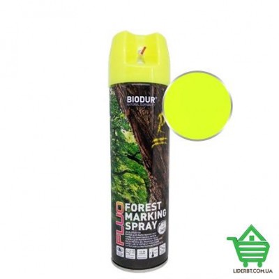 Купить Аэрозольная эмаль Biodur, Forest Marking Spray, флуоресцентная, для маркировки леса, желтая, 500 мл Отделочные материалы