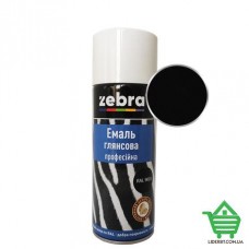 Купить Аэрозольная эмаль профессиональная Zebra, черный 9005, глянцевая 400 мл Отделочные материалы