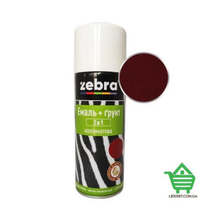 Купить Аэрозольная эмаль+грунт 2в1 Zebra, темно-вишневый 76, полуматовая 400 мл Отделочные материалы