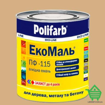 Купить Алкидная эмаль для дерева и металла Polifarb ЭкоМаль, бежевая, 2.7 кг Отделочные материалы