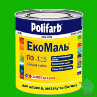Алкидная эмаль для дерева и металла Polifarb ЭкоМаль, изумрудная, 2.7 кг