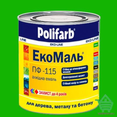 Купить Алкидная эмаль для дерева и металла Polifarb ЭкоМаль, изумрудная, 2.7 кг Отделочные материалы