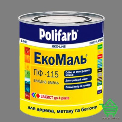 Купить Алкидная эмаль для дерева и металла Polifarb ЭкоМаль, серая, 2.7 кг Отделочные материалы