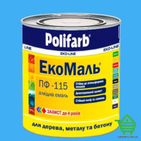 Алкидная эмаль для дерева и металла Polifarb ЭкоМаль, светло-голубая, 0.9 кг