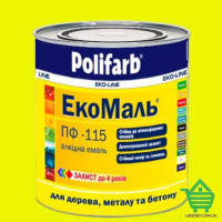 Алкидная эмаль для дерева и металла Polifarb ЭкоМаль, желтая, 0.9 кг