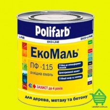 Купить Алкидная эмаль для дерева и металла Polifarb ЭкоМаль, желтая, 0.9 кг Отделочные материалы