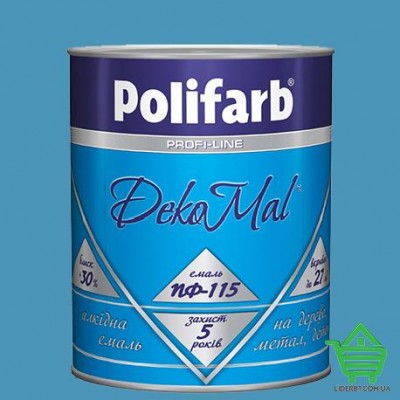 Купить Алкидная эмаль для дерева и металла Polifarb ПФ-115 DekoMal, голубая, 0.9 кг Отделочные материалы