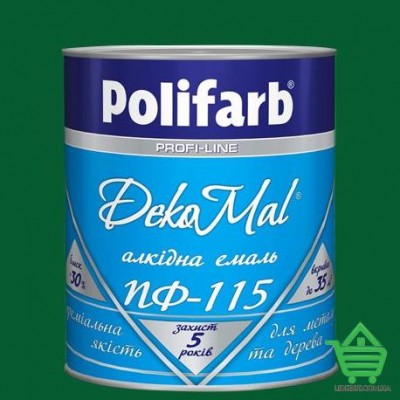 Купить Алкидная эмаль для дерева и металла Polifarb ПФ-115 DekoMal, изумрудная, 2.7 кг Отделочные материалы