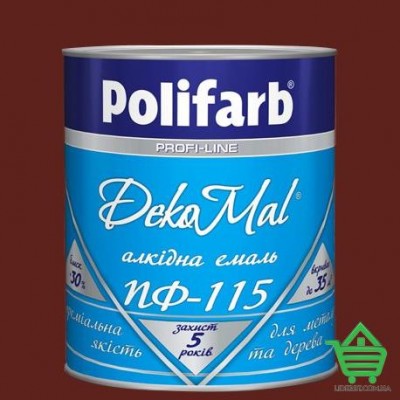Купить Алкидная эмаль для дерева и металла Polifarb ПФ-115 DekoMal, красно-коричневая, 2.7 кг Отделочные материалы
