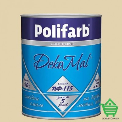 Купить Алкидная эмаль для дерева и металла Polifarb ПФ-115 DekoMal, кремовая, 0.9 кг Отделочные материалы