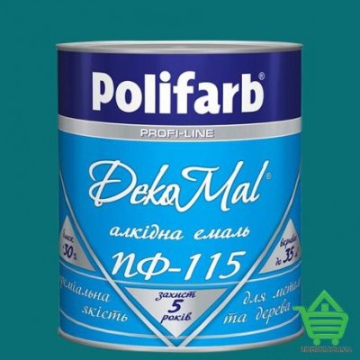 Купить Алкидная эмаль для дерева и металла Polifarb ПФ-115 DekoMal, морская волна, 0.9 кг Отделочные материалы