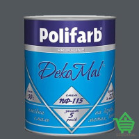 Алкидная эмаль для дерева и металла Polifarb ПФ-115 DekoMal, серая, 0.9 кг