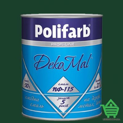 Купить Алкидная эмаль для дерева и металла Polifarb ПФ-115 DekoMal, зеленая, 2.7 кг Отделочные материалы