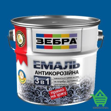 Эмаль антикоррозийная, прямо по ржавчине, 3 в 1, Зебра, цвет 48 синий, 0.75 л