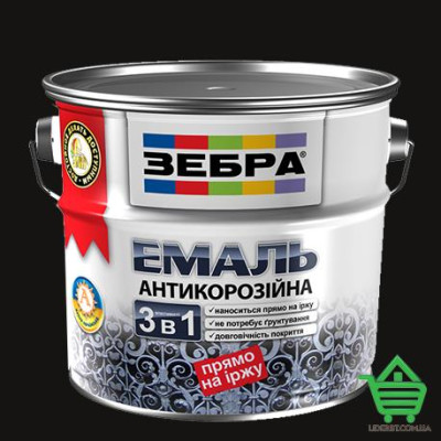 Купить Эмаль антикоррозийная, прямо по ржавчине, 3 в 1, Зебра, цвет 90 черный, 2 л Отделочные материалы