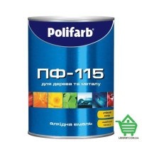 Эмаль для дерева и металла Polifarb ПФ-115, белая, 0.9 кг