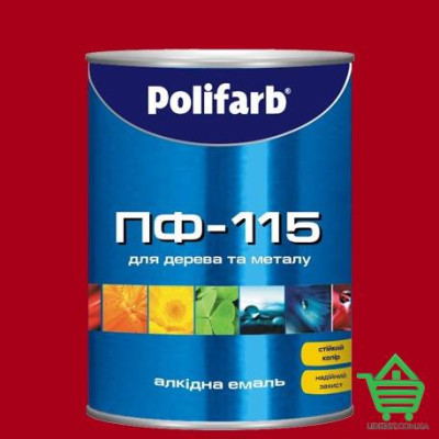 Купить Эмаль для дерева и металла Polifarb ПФ-115, красная, 22 кг Отделочные материалы