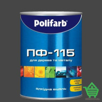 Эмаль для дерева и металла Polifarb ПФ-115, серая, 0.9 кг