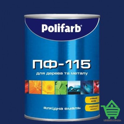 Купить Эмаль для дерева и металла Polifarb ПФ-115, синяя, 0.9 кг Отделочные материалы