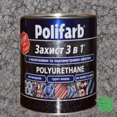 Купить Эмаль-грунт по ржавчине, молотковая, Polifarb Защита 3 в 1, антрацит, 2.2 кг Отделочные материалы