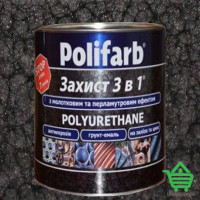 Эмаль-грунт по ржавчине, молотковая, Polifarb Защита 3 в 1, черный, 0.7 кг